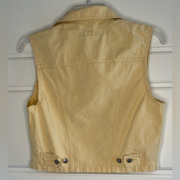 Vintage 80’s Banana Republic 100% Cotton Vest Pale Yellow Size Small Cowgirl - Picture 4 of 11